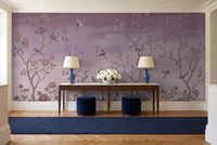 Purple Chinoiserie Garden Chinoiserie Mural in an entryway