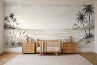 Cream Beach Landscape Mural in a nursery