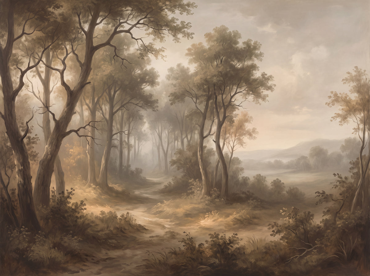 Beige Forest Landscape Mural design
