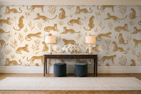 Ochre Cheetah Animal Mural in an entryway