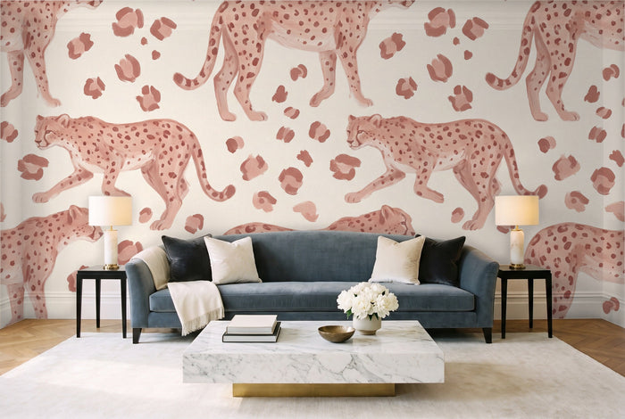 Blush Cheetah Animal Mural