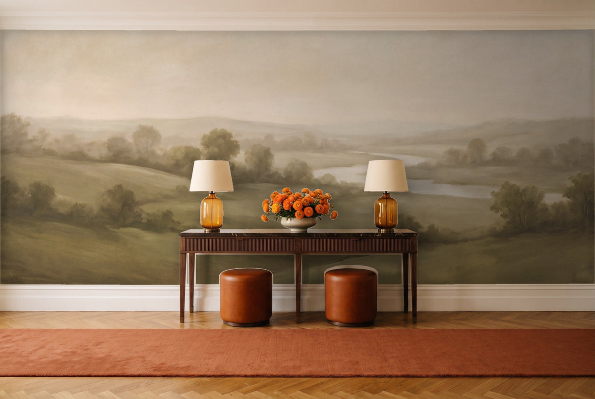 Olive Hills Landscape Mural in an entryway