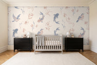 Blue And Pink Fish Animal Mural in a nursery