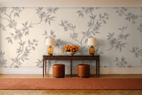 Grey Cherry Blossom Floral Mural in an entryway