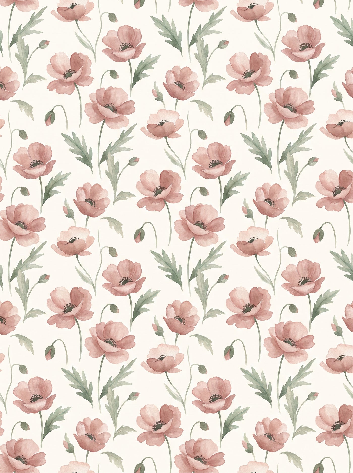 Pink Poppy Floral Mural design