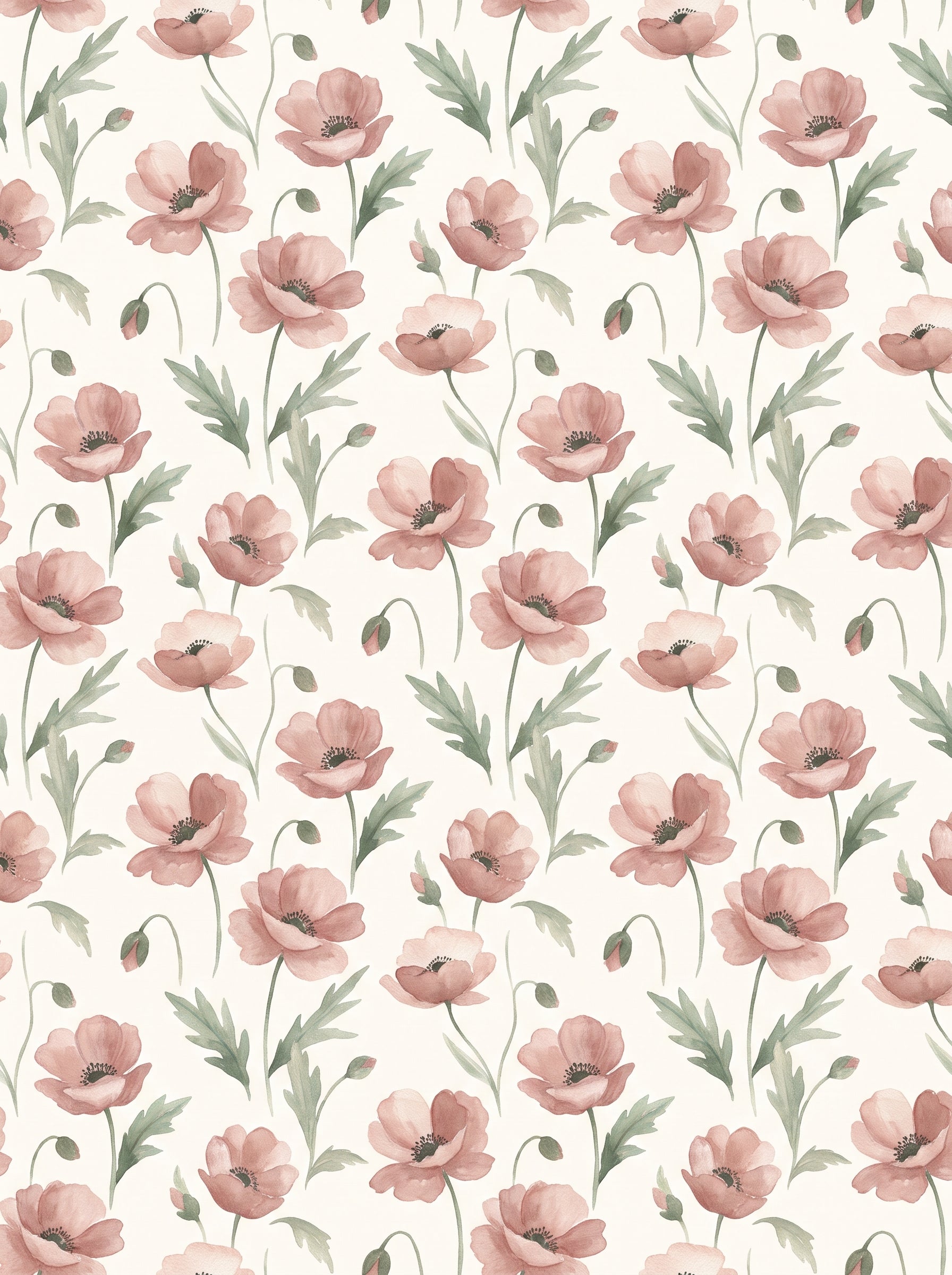 Pink Poppy Floral Mural design