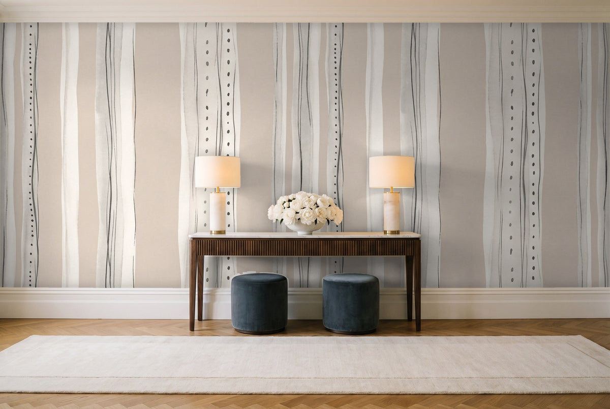 White Stripe Mural in an entryway