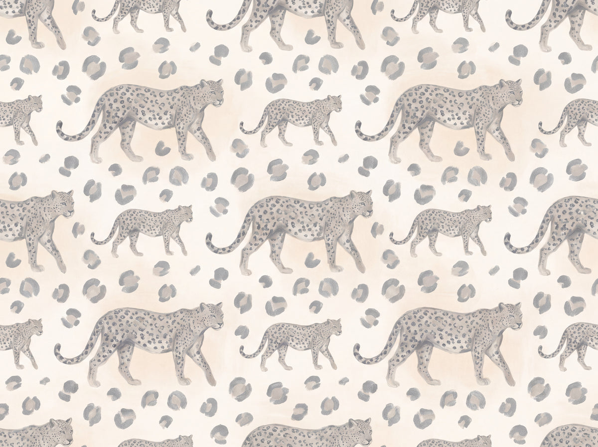 Grey Leopard Animal Mural design