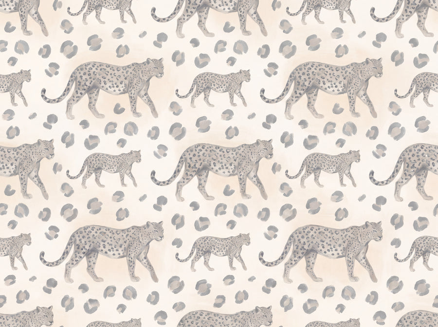 Grey Leopard Animal Mural