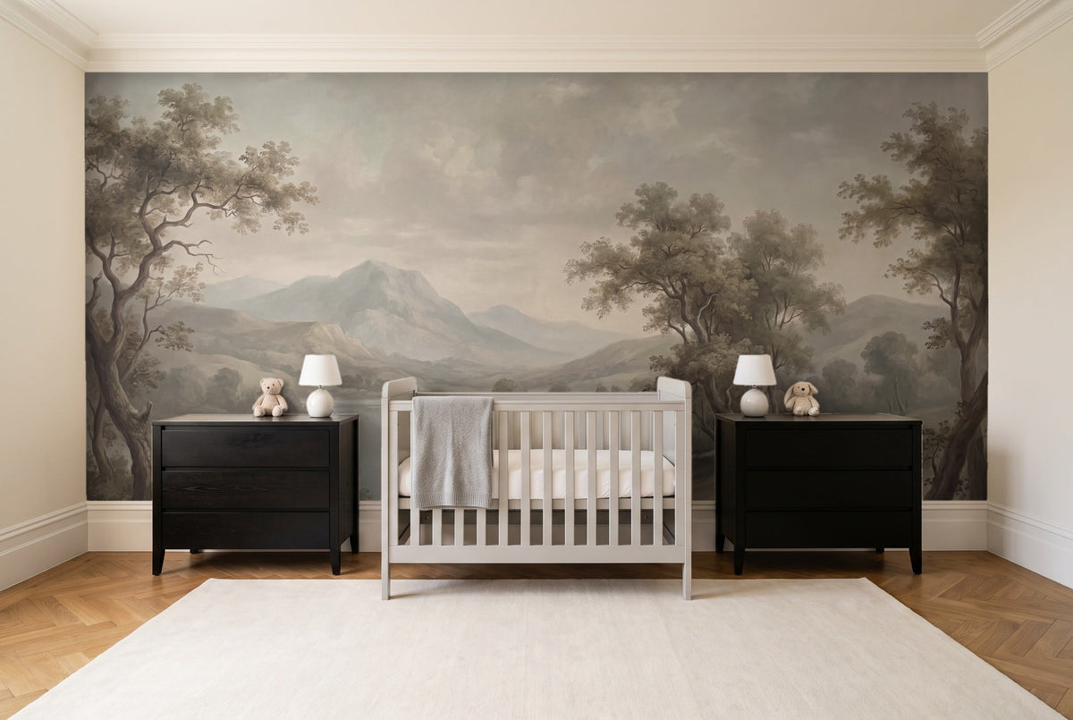 Sage Lake Landscape Mural in a nursery