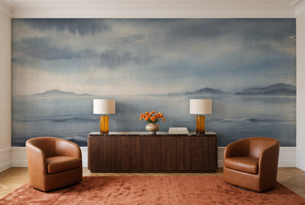 Navy Ocean Landscape Mural