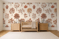 Terracotta Tree Botanical Mural in a nursery