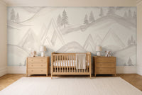 White Mountain Landscape Mural in a nursery