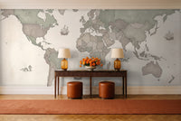 Sage World Map Map Mural in an entryway