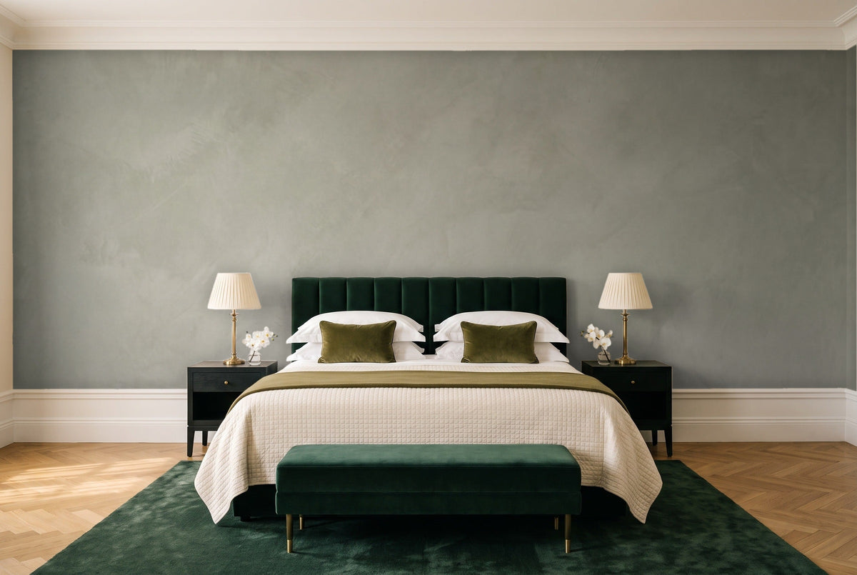 Sage Plaster Texture Mural in a bedroom