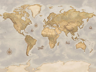 Ochre World Map Map Mural sample