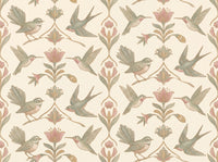 Green And Pink Songbird Animal Mural design