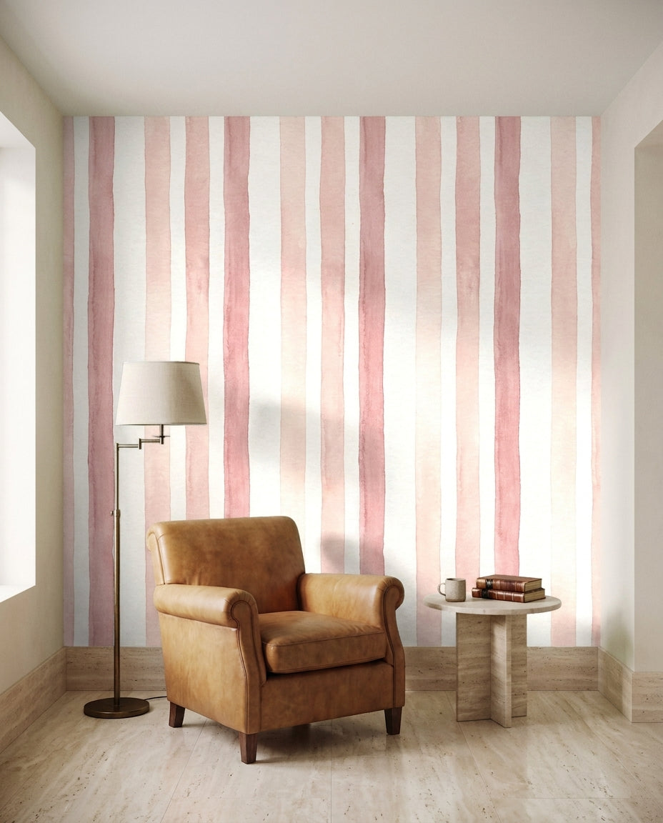 Pink Stripe Mural in an interior