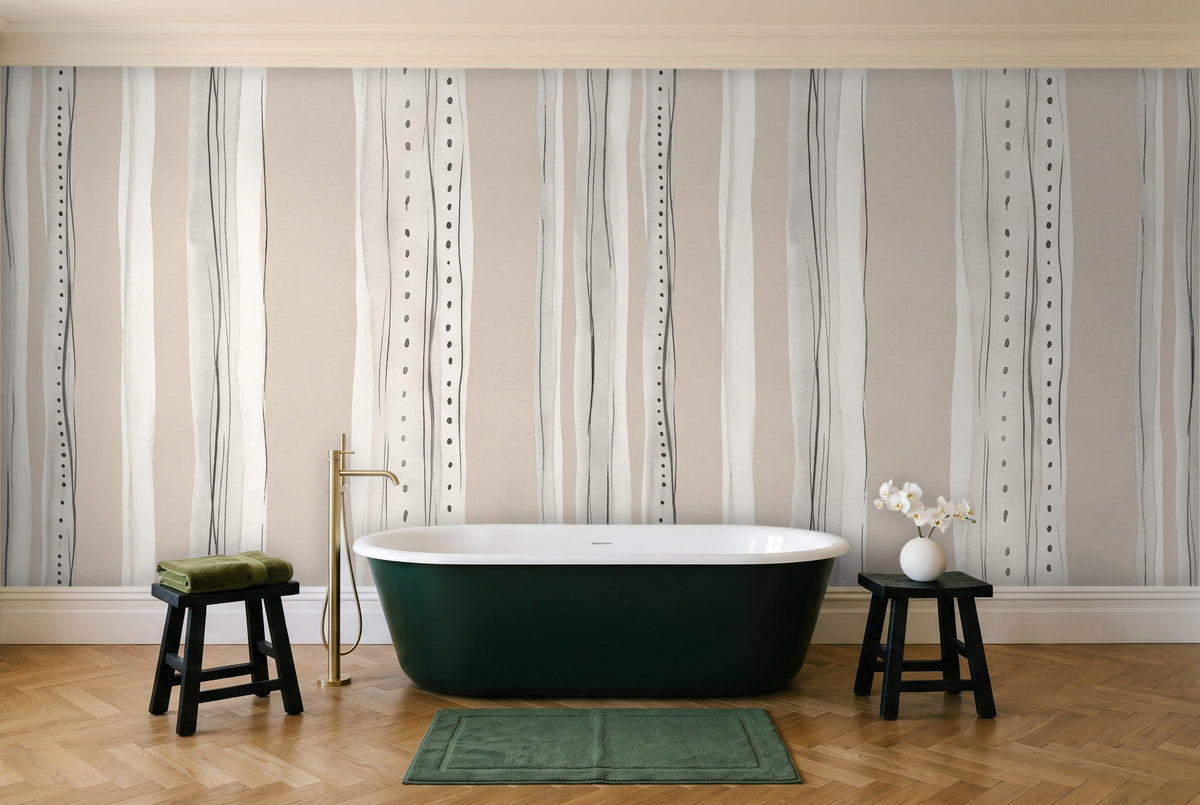 White Stripe Mural in a bathroom
