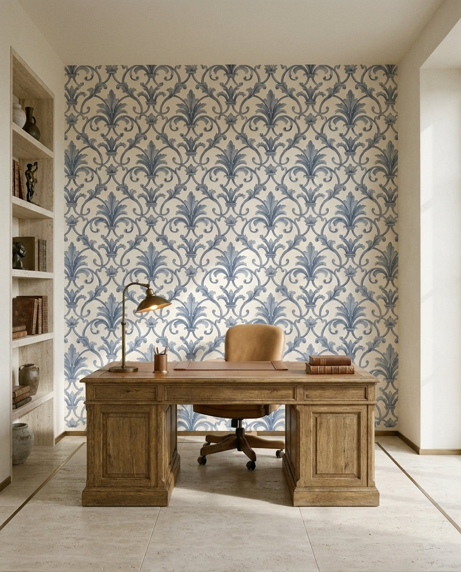 Blue Plaster Texture Mural in an interior