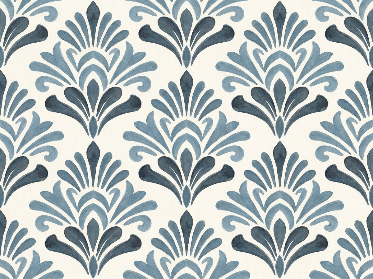 Blue Damask Damask Mural design