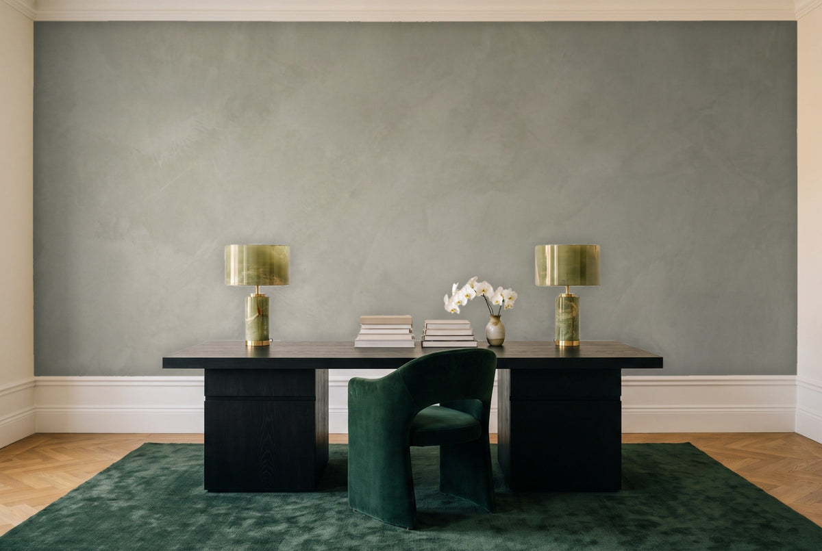Sage Plaster Texture Mural in a home office