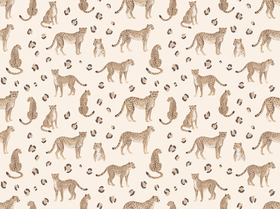 Beige Cheetah Animal Mural