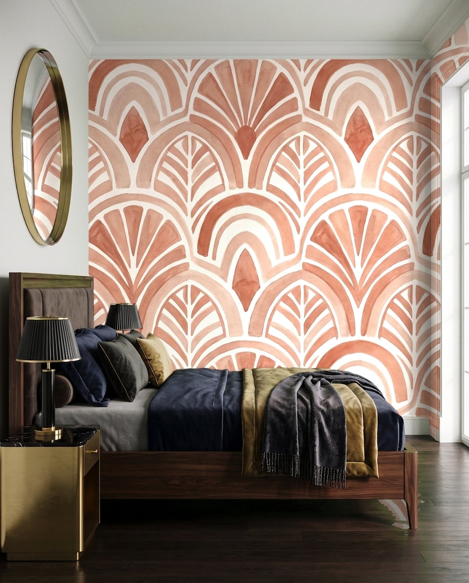 Terracotta Art Deco Mural in an interior
