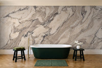 Cream Marble Mural in a bathroom