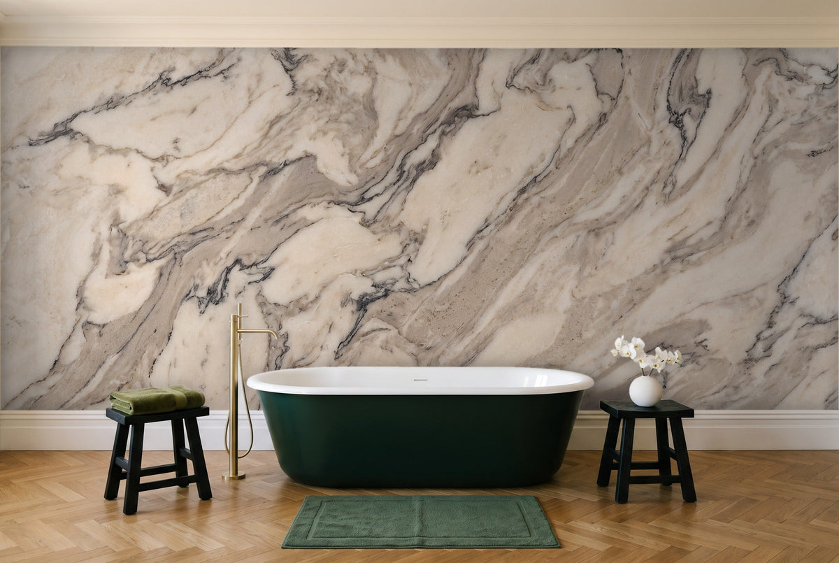 Cream Marble Mural in a bathroom