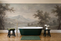 Sage Lake Landscape Mural in a bathroom