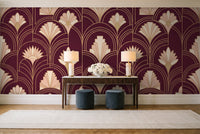 Burgundy Art Deco Mural in an entryway