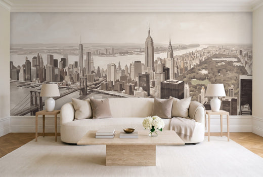 Beige New York Cityscape Mural