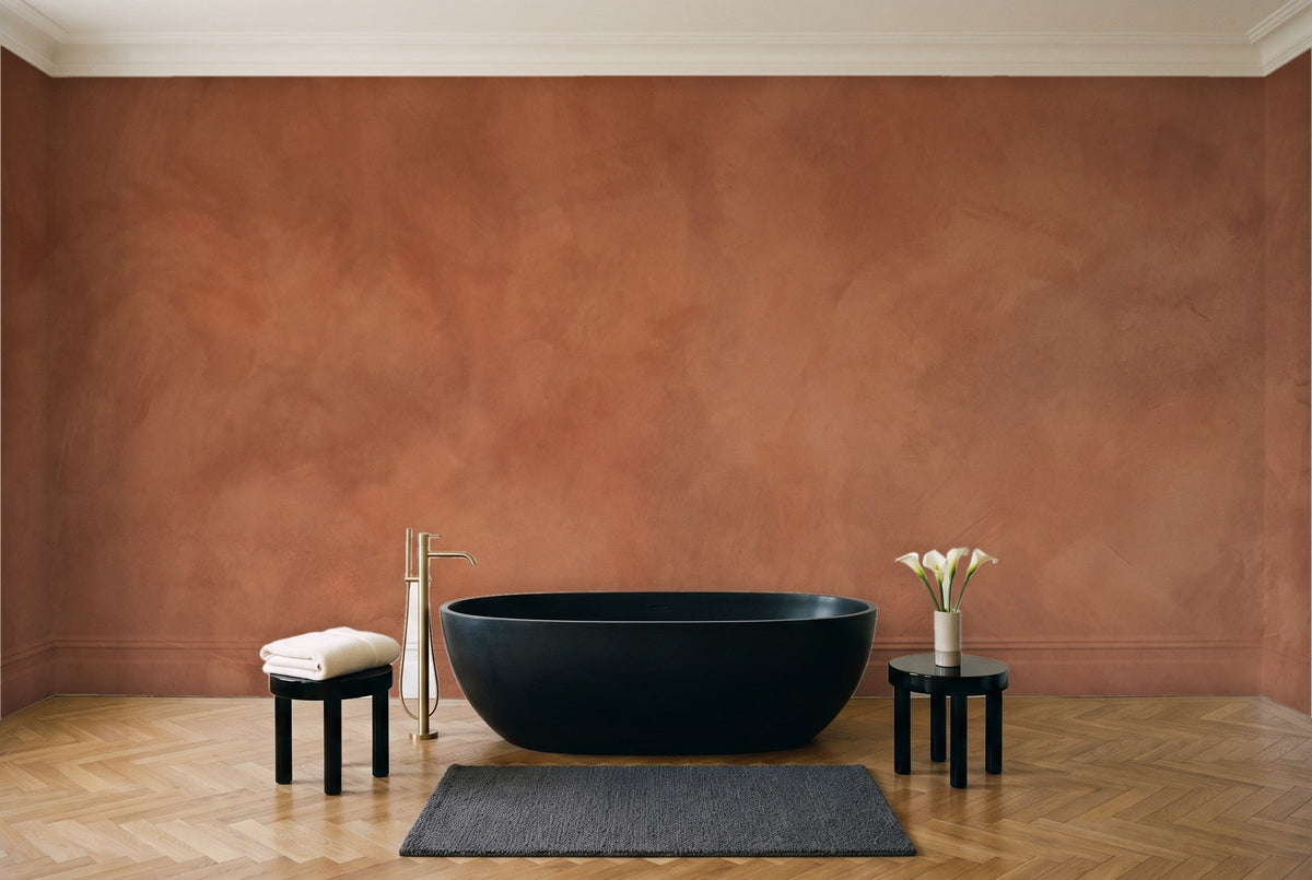Clay Plaster Texture Mural in a bathroom