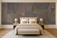 Charcoal Stone Mural in a bedroom
