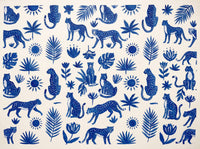 Blue And White Cheetah Animal Mural design