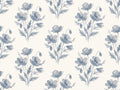 Blue And Grey Poppy Floral Mural