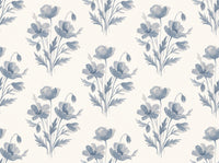 Blue And Grey Poppy Floral Mural design