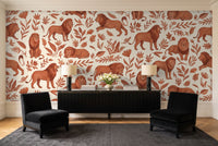 Terracotta Lion Animal Mural in a living room
