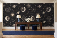 Black Moon Celestial Mural in an entryway