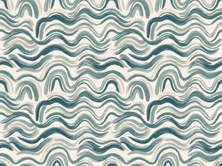 Teal Wave Abstract Mural sample