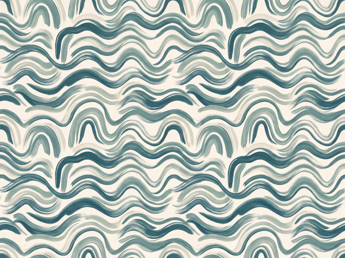 Teal Wave Abstract Mural design