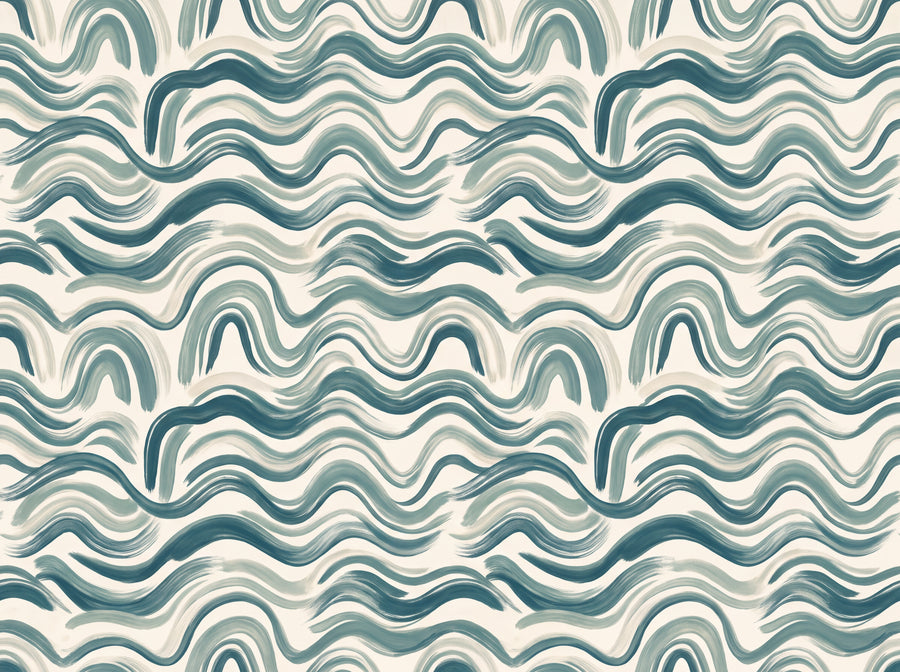 Teal Wave Abstract Mural