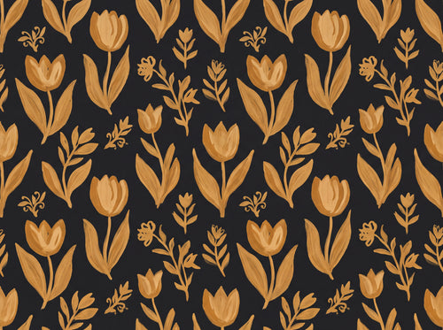 Black And Gold Tulip Floral Mural design