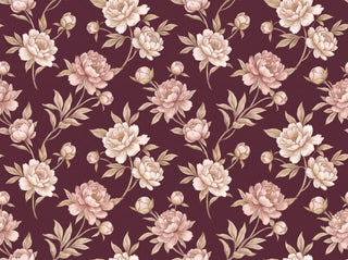 Burgundy Peony Floral Mural sample