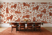 Terracotta Lion Animal Mural in a dining room