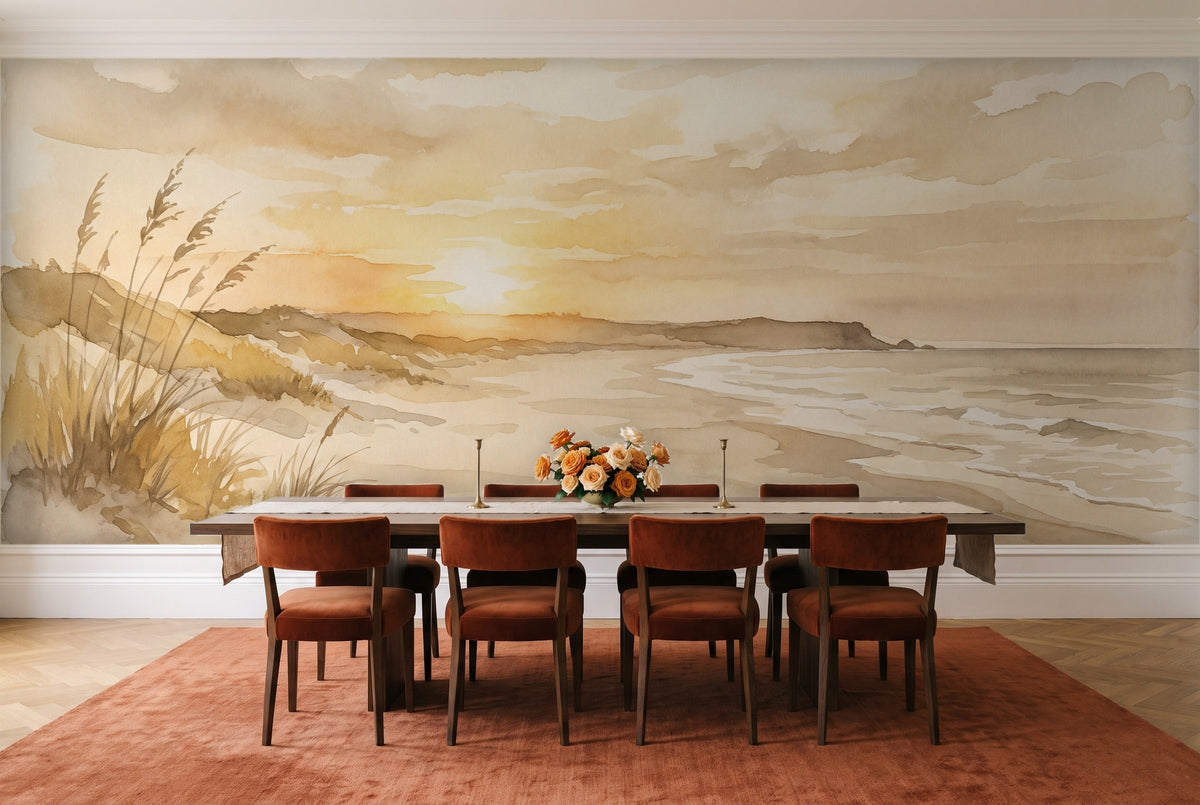 Ochre Beach Sunset Landscape Mural