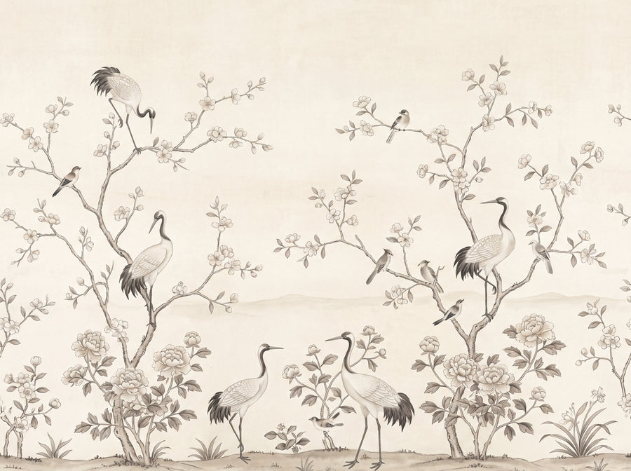Cream Chinoiserie Garden Chinoiserie Mural