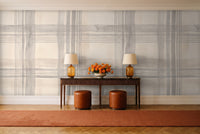 Grey Plaid Mural in an entryway