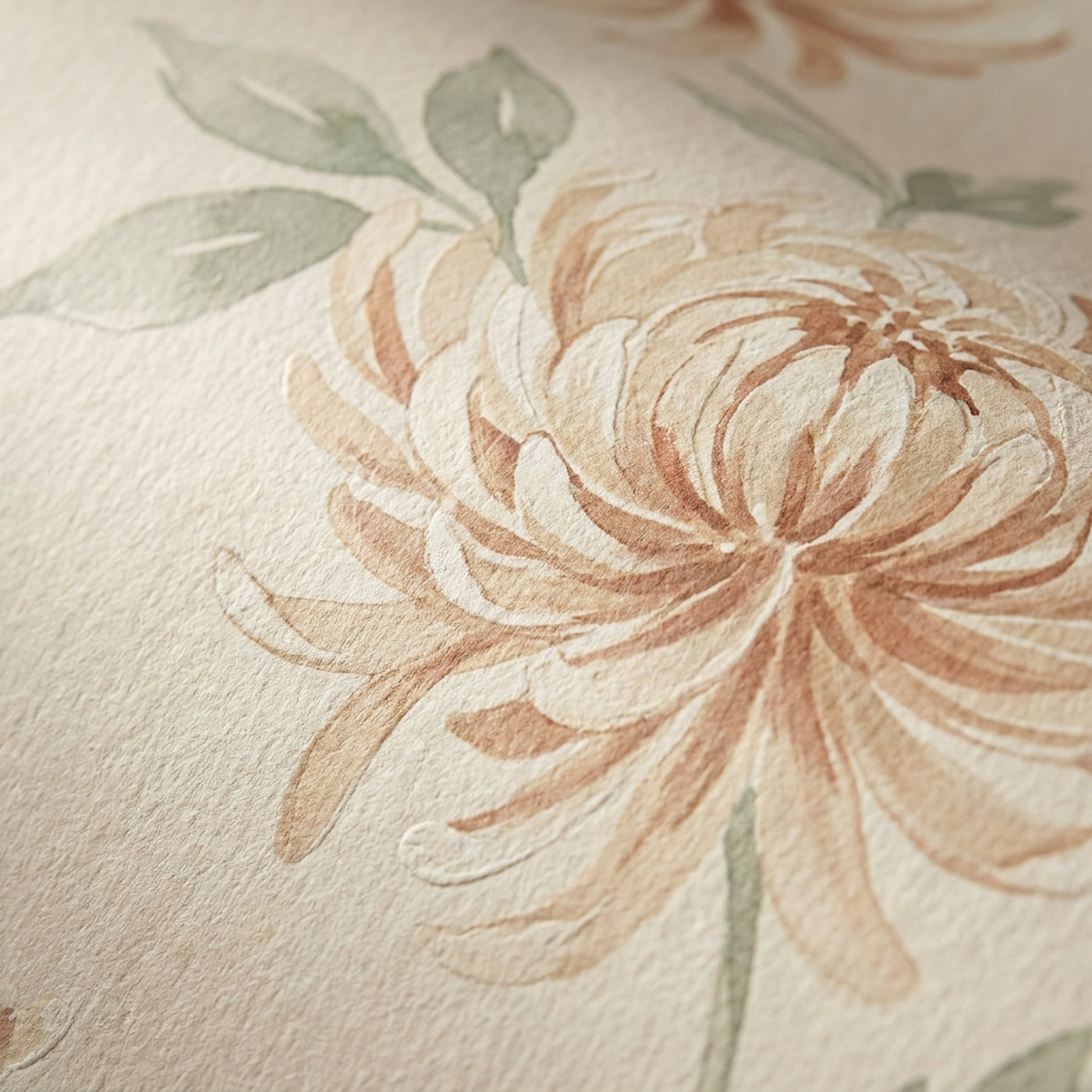 Close-up of the painterly chrysanthemum print texture